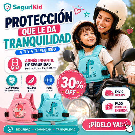 SeguriKid® Cinturón Seguridad Moto Ajustable Niños