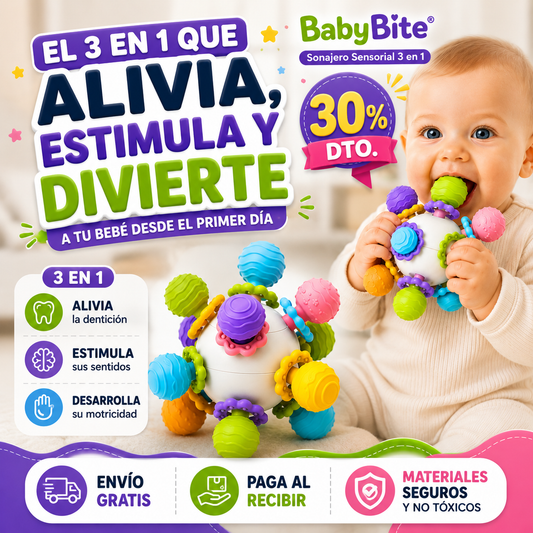 BabyBite® Juguete Sensorial Mordedor Sonajero Bebe