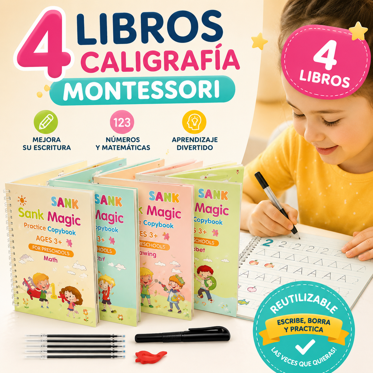 4 Libros Caligrafia Montessori