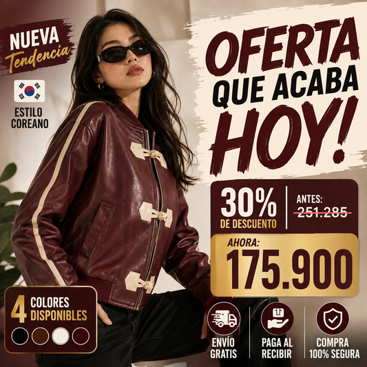 KoreanStyle® Chaqueta Deportiva Cuero Corea